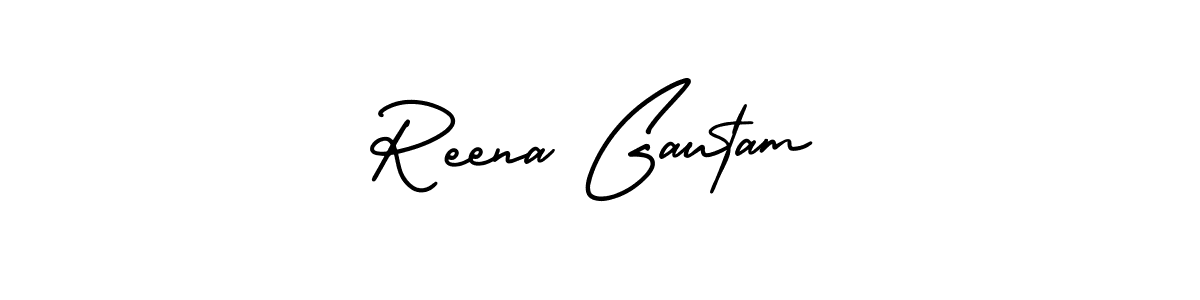 How to make Reena Gautam name signature. Use AmerikaSignatureDemo-Regular style for creating short signs online. This is the latest handwritten sign. Reena Gautam signature style 3 images and pictures png