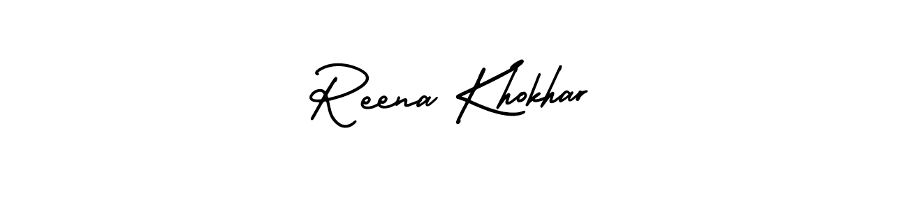 How to make Reena Khokhar name signature. Use AmerikaSignatureDemo-Regular style for creating short signs online. This is the latest handwritten sign. Reena Khokhar signature style 3 images and pictures png