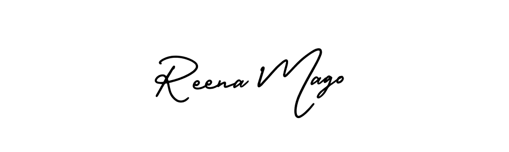 It looks lik you need a new signature style for name Reena Mago. Design unique handwritten (AmerikaSignatureDemo-Regular) signature with our free signature maker in just a few clicks. Reena Mago signature style 3 images and pictures png