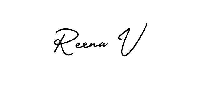 It looks lik you need a new signature style for name Reena V. Design unique handwritten (AmerikaSignatureDemo-Regular) signature with our free signature maker in just a few clicks. Reena V signature style 3 images and pictures png