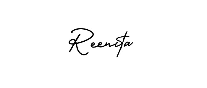 How to make Reenita name signature. Use AmerikaSignatureDemo-Regular style for creating short signs online. This is the latest handwritten sign. Reenita signature style 3 images and pictures png