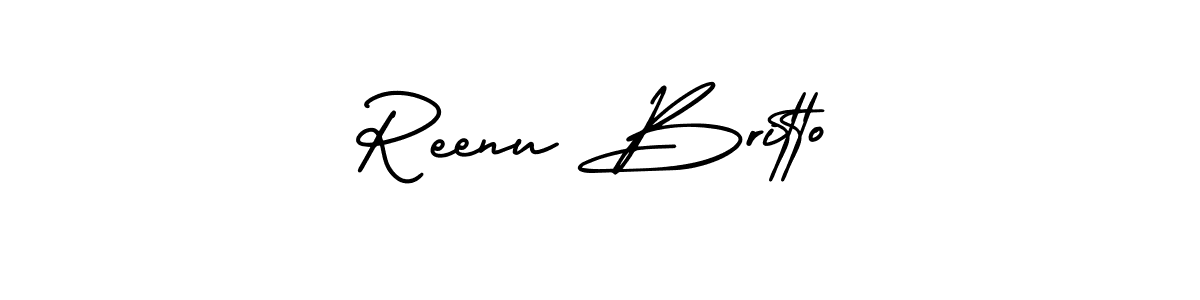 Use a signature maker to create a handwritten signature online. With this signature software, you can design (AmerikaSignatureDemo-Regular) your own signature for name Reenu Britto. Reenu Britto signature style 3 images and pictures png