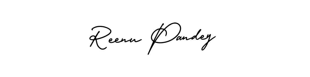 The best way (AmerikaSignatureDemo-Regular) to make a short signature is to pick only two or three words in your name. The name Reenu Pandey include a total of six letters. For converting this name. Reenu Pandey signature style 3 images and pictures png