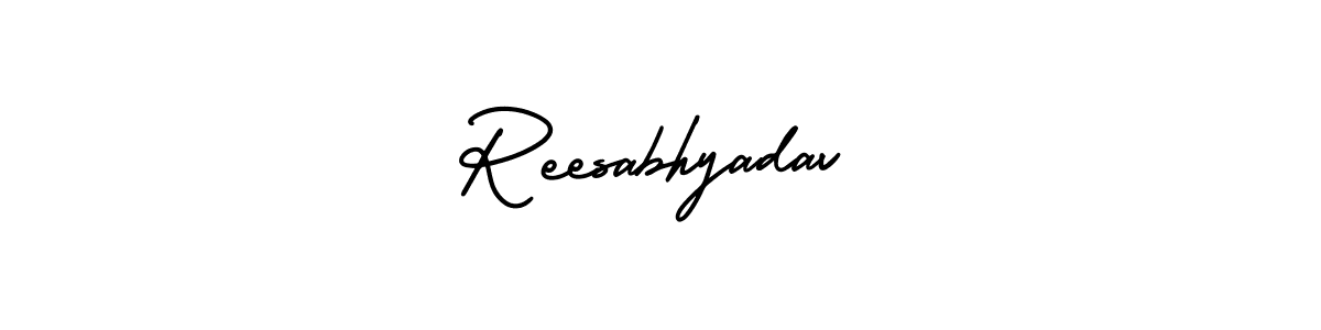 The best way (AmerikaSignatureDemo-Regular) to make a short signature is to pick only two or three words in your name. The name Reesabhyadav include a total of six letters. For converting this name. Reesabhyadav signature style 3 images and pictures png