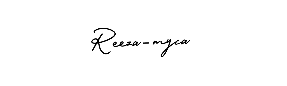 Use a signature maker to create a handwritten signature online. With this signature software, you can design (AmerikaSignatureDemo-Regular) your own signature for name Reeza-myca. Reeza-myca signature style 3 images and pictures png