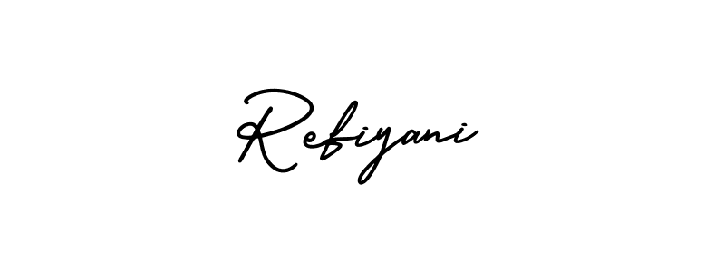 Similarly AmerikaSignatureDemo-Regular is the best handwritten signature design. Signature creator online .You can use it as an online autograph creator for name Refiyani. Refiyani signature style 3 images and pictures png