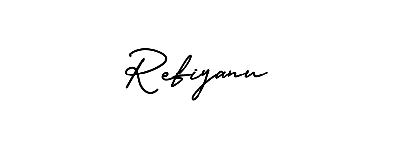 It looks lik you need a new signature style for name Refiyanu. Design unique handwritten (AmerikaSignatureDemo-Regular) signature with our free signature maker in just a few clicks. Refiyanu signature style 3 images and pictures png