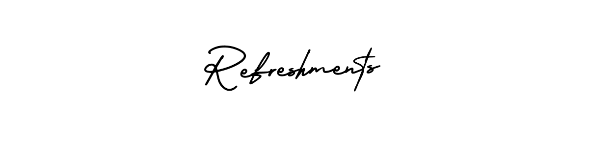 Use a signature maker to create a handwritten signature online. With this signature software, you can design (AmerikaSignatureDemo-Regular) your own signature for name Refreshments. Refreshments signature style 3 images and pictures png