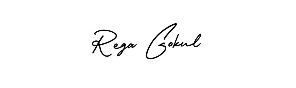AmerikaSignatureDemo-Regular is a professional signature style that is perfect for those who want to add a touch of class to their signature. It is also a great choice for those who want to make their signature more unique. Get Rega Gokul name to fancy signature for free. Rega Gokul signature style 3 images and pictures png