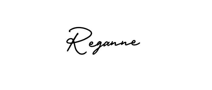 You should practise on your own different ways (AmerikaSignatureDemo-Regular) to write your name (Reganne) in signature. don't let someone else do it for you. Reganne signature style 3 images and pictures png