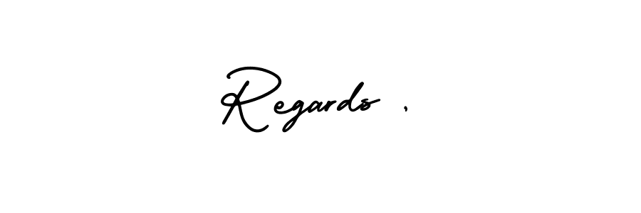 How to make Regards , name signature. Use AmerikaSignatureDemo-Regular style for creating short signs online. This is the latest handwritten sign. Regards , signature style 3 images and pictures png