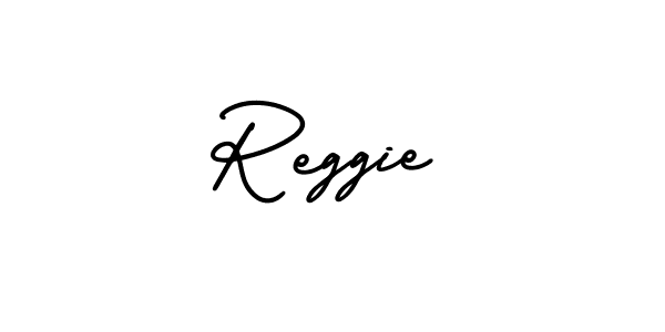 The best way (AmerikaSignatureDemo-Regular) to make a short signature is to pick only two or three words in your name. The name Reggie include a total of six letters. For converting this name. Reggie signature style 3 images and pictures png