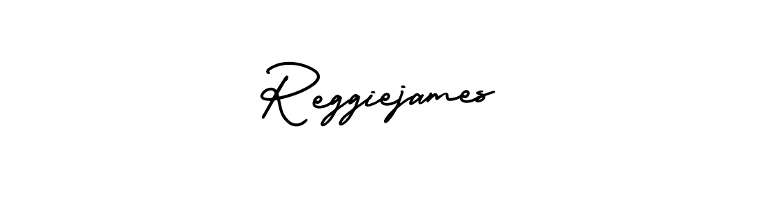 You should practise on your own different ways (AmerikaSignatureDemo-Regular) to write your name (Reggiejames) in signature. don't let someone else do it for you. Reggiejames signature style 3 images and pictures png