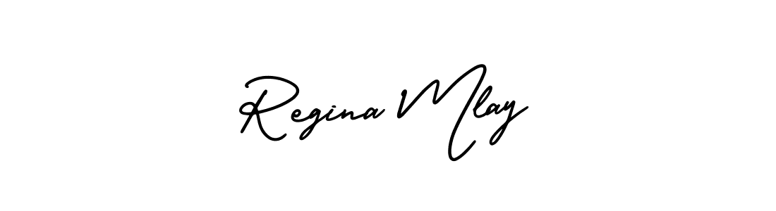 How to make Regina Mlay name signature. Use AmerikaSignatureDemo-Regular style for creating short signs online. This is the latest handwritten sign. Regina Mlay signature style 3 images and pictures png