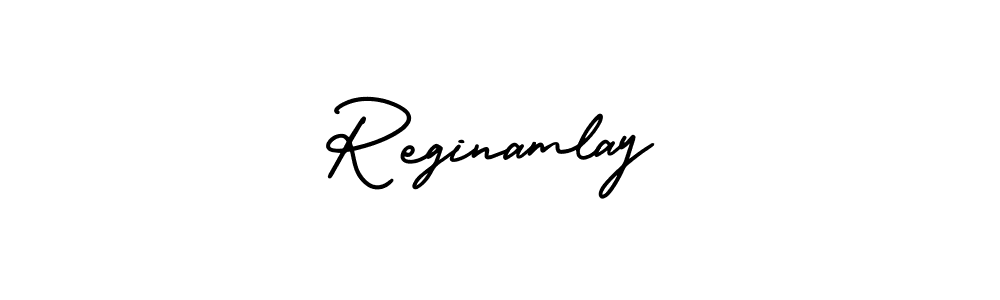 It looks lik you need a new signature style for name Reginamlay. Design unique handwritten (AmerikaSignatureDemo-Regular) signature with our free signature maker in just a few clicks. Reginamlay signature style 3 images and pictures png