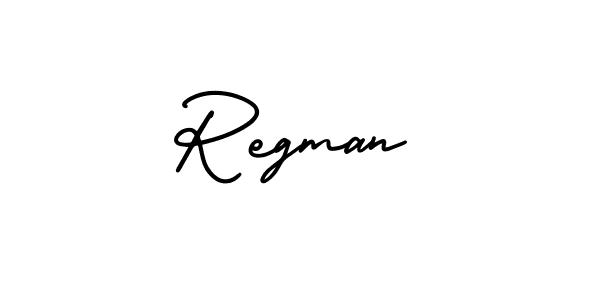 The best way (AmerikaSignatureDemo-Regular) to make a short signature is to pick only two or three words in your name. The name Regman include a total of six letters. For converting this name. Regman signature style 3 images and pictures png