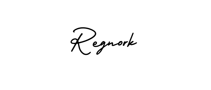 You should practise on your own different ways (AmerikaSignatureDemo-Regular) to write your name (Regnork) in signature. don't let someone else do it for you. Regnork signature style 3 images and pictures png