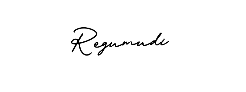 Make a beautiful signature design for name Regumudi. With this signature (AmerikaSignatureDemo-Regular) style, you can create a handwritten signature for free. Regumudi signature style 3 images and pictures png