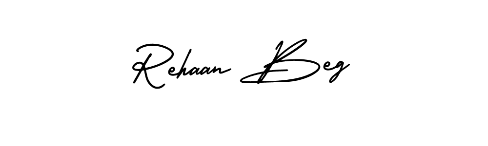 How to make Rehaan Beg name signature. Use AmerikaSignatureDemo-Regular style for creating short signs online. This is the latest handwritten sign. Rehaan Beg signature style 3 images and pictures png