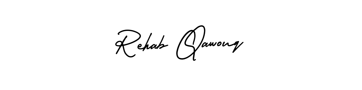 How to make Rehab Qawouq name signature. Use AmerikaSignatureDemo-Regular style for creating short signs online. This is the latest handwritten sign. Rehab Qawouq signature style 3 images and pictures png