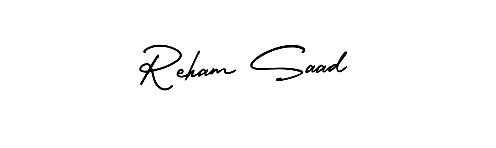Reham Saad stylish signature style. Best Handwritten Sign (AmerikaSignatureDemo-Regular) for my name. Handwritten Signature Collection Ideas for my name Reham Saad. Reham Saad signature style 3 images and pictures png