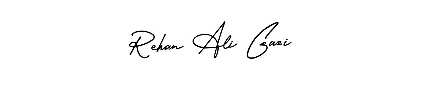 You should practise on your own different ways (AmerikaSignatureDemo-Regular) to write your name (Rehan Ali Gazi) in signature. don't let someone else do it for you. Rehan Ali Gazi signature style 3 images and pictures png