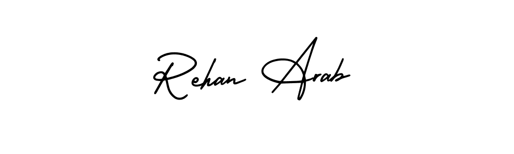 You should practise on your own different ways (AmerikaSignatureDemo-Regular) to write your name (Rehan Arab) in signature. don't let someone else do it for you. Rehan Arab signature style 3 images and pictures png