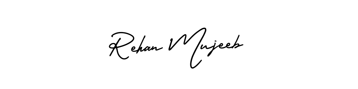 Rehan Mujeeb stylish signature style. Best Handwritten Sign (AmerikaSignatureDemo-Regular) for my name. Handwritten Signature Collection Ideas for my name Rehan Mujeeb. Rehan Mujeeb signature style 3 images and pictures png