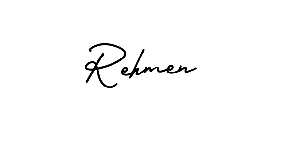 How to make Rehmen name signature. Use AmerikaSignatureDemo-Regular style for creating short signs online. This is the latest handwritten sign. Rehmen signature style 3 images and pictures png