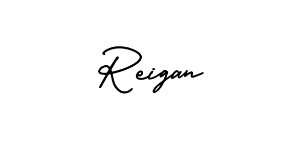How to make Reigan name signature. Use AmerikaSignatureDemo-Regular style for creating short signs online. This is the latest handwritten sign. Reigan signature style 3 images and pictures png