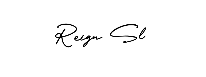Reign Sl stylish signature style. Best Handwritten Sign (AmerikaSignatureDemo-Regular) for my name. Handwritten Signature Collection Ideas for my name Reign Sl. Reign Sl signature style 3 images and pictures png