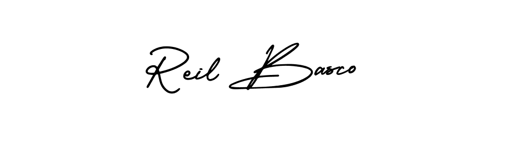 Reil Basco stylish signature style. Best Handwritten Sign (AmerikaSignatureDemo-Regular) for my name. Handwritten Signature Collection Ideas for my name Reil Basco. Reil Basco signature style 3 images and pictures png