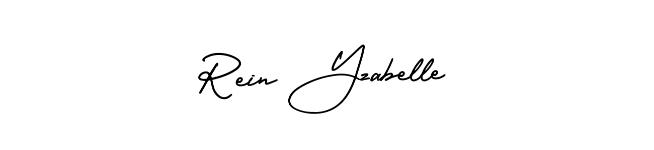 The best way (AmerikaSignatureDemo-Regular) to make a short signature is to pick only two or three words in your name. The name Rein Yzabelle include a total of six letters. For converting this name. Rein Yzabelle signature style 3 images and pictures png