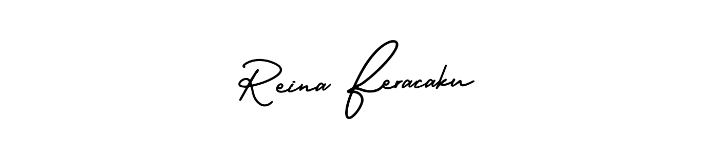 AmerikaSignatureDemo-Regular is a professional signature style that is perfect for those who want to add a touch of class to their signature. It is also a great choice for those who want to make their signature more unique. Get Reina Feracaku name to fancy signature for free. Reina Feracaku signature style 3 images and pictures png