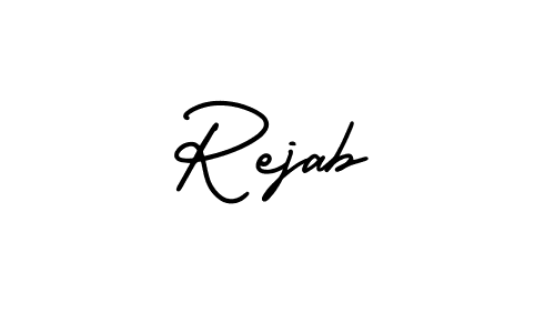 Design your own signature with our free online signature maker. With this signature software, you can create a handwritten (AmerikaSignatureDemo-Regular) signature for name Rejab. Rejab signature style 3 images and pictures png