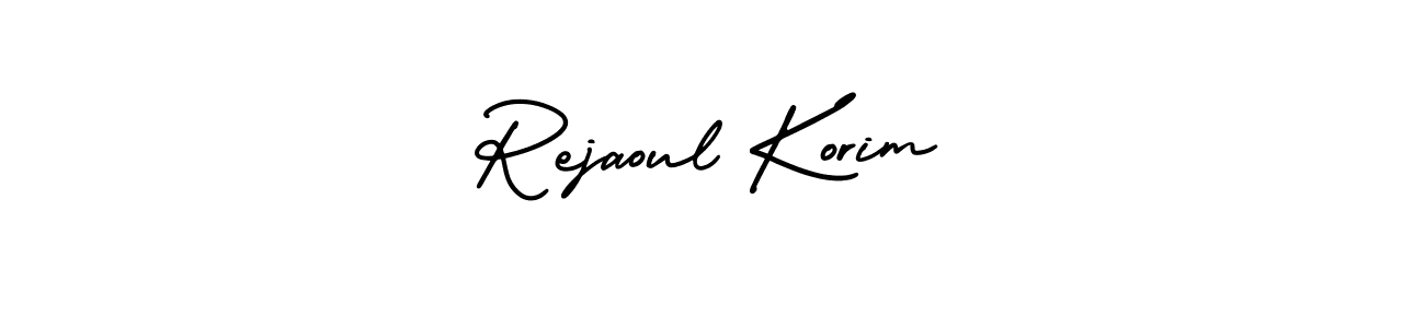 The best way (AmerikaSignatureDemo-Regular) to make a short signature is to pick only two or three words in your name. The name Rejaoul Korim include a total of six letters. For converting this name. Rejaoul Korim signature style 3 images and pictures png