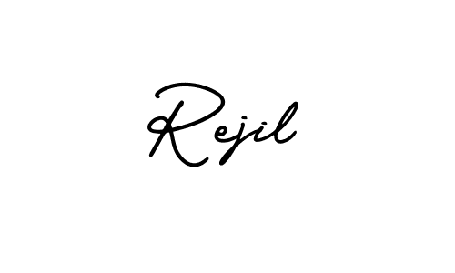 This is the best signature style for the Rejil name. Also you like these signature font (AmerikaSignatureDemo-Regular). Mix name signature. Rejil signature style 3 images and pictures png