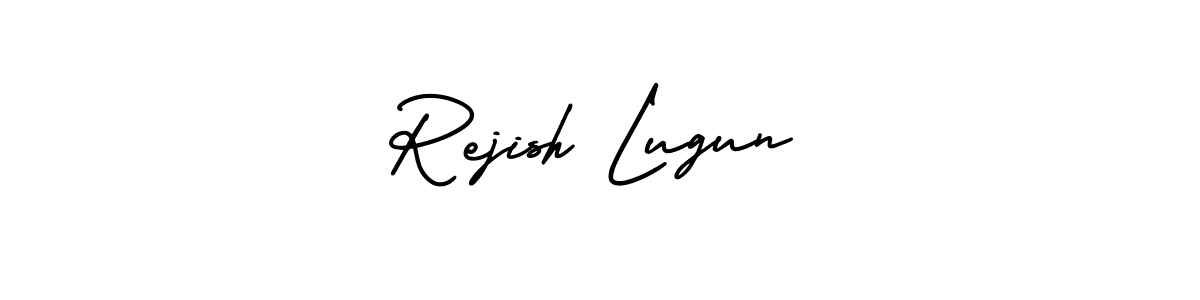 This is the best signature style for the Rejish Lugun name. Also you like these signature font (AmerikaSignatureDemo-Regular). Mix name signature. Rejish Lugun signature style 3 images and pictures png