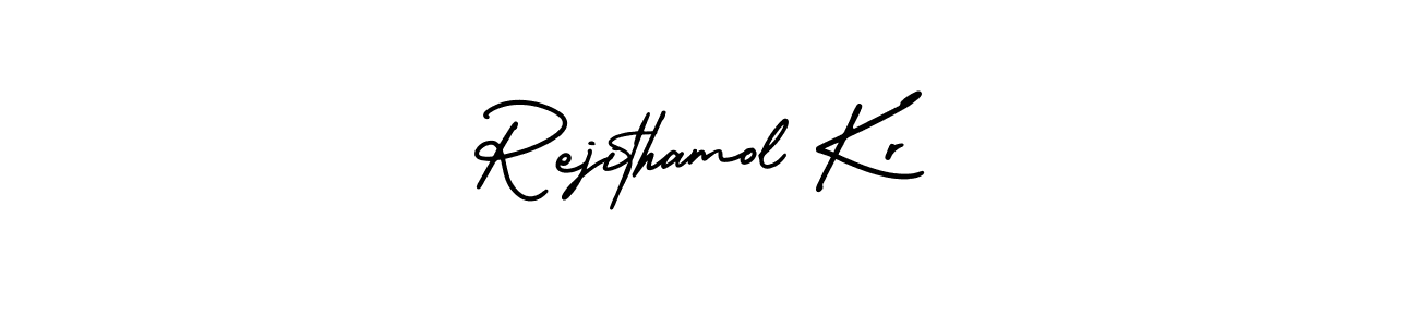 How to Draw Rejithamol Kr signature style? AmerikaSignatureDemo-Regular is a latest design signature styles for name Rejithamol Kr. Rejithamol Kr signature style 3 images and pictures png