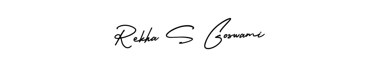 How to make Rekha S Goswami signature? AmerikaSignatureDemo-Regular is a professional autograph style. Create handwritten signature for Rekha S Goswami name. Rekha S Goswami signature style 3 images and pictures png