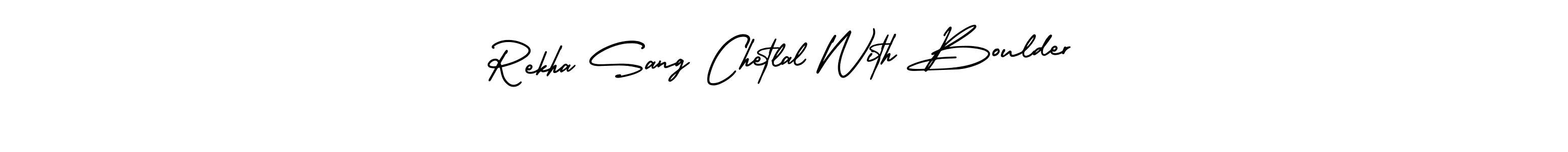 Make a beautiful signature design for name Rekha Sang Chetlal With Boulder. With this signature (AmerikaSignatureDemo-Regular) style, you can create a handwritten signature for free. Rekha Sang Chetlal With Boulder signature style 3 images and pictures png