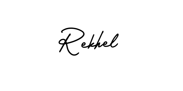 This is the best signature style for the Rekhel name. Also you like these signature font (AmerikaSignatureDemo-Regular). Mix name signature. Rekhel signature style 3 images and pictures png