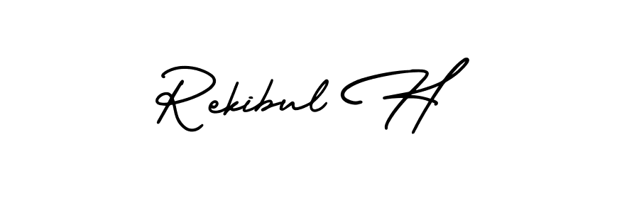 Design your own signature with our free online signature maker. With this signature software, you can create a handwritten (AmerikaSignatureDemo-Regular) signature for name Rekibul H. Rekibul H signature style 3 images and pictures png