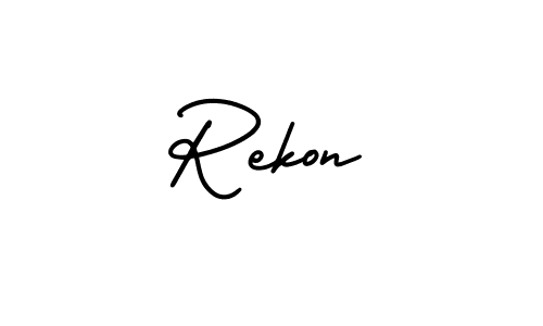 Design your own signature with our free online signature maker. With this signature software, you can create a handwritten (AmerikaSignatureDemo-Regular) signature for name Rekon. Rekon signature style 3 images and pictures png