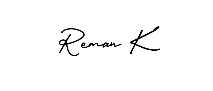 Here are the top 10 professional signature styles for the name Reman K. These are the best autograph styles you can use for your name. Reman K signature style 3 images and pictures png