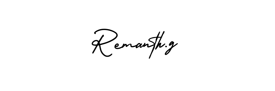 Create a beautiful signature design for name Remanth.g. With this signature (AmerikaSignatureDemo-Regular) fonts, you can make a handwritten signature for free. Remanth.g signature style 3 images and pictures png