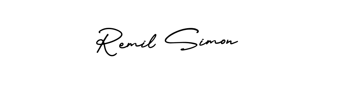 Also we have Remil Simon name is the best signature style. Create professional handwritten signature collection using AmerikaSignatureDemo-Regular autograph style. Remil Simon signature style 3 images and pictures png