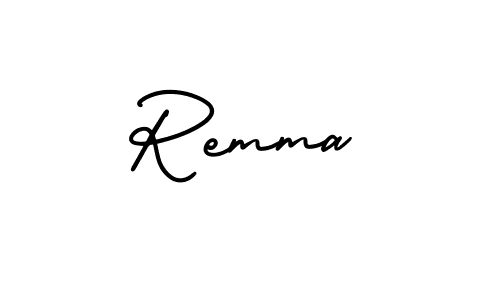 The best way (AmerikaSignatureDemo-Regular) to make a short signature is to pick only two or three words in your name. The name Remma include a total of six letters. For converting this name. Remma signature style 3 images and pictures png