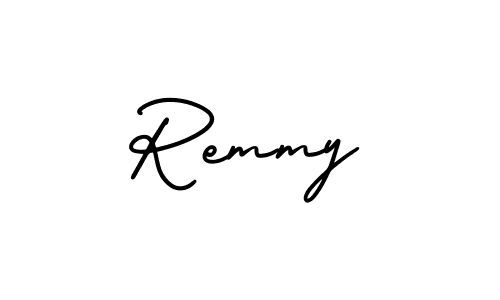It looks lik you need a new signature style for name Remmy. Design unique handwritten (AmerikaSignatureDemo-Regular) signature with our free signature maker in just a few clicks. Remmy signature style 3 images and pictures png