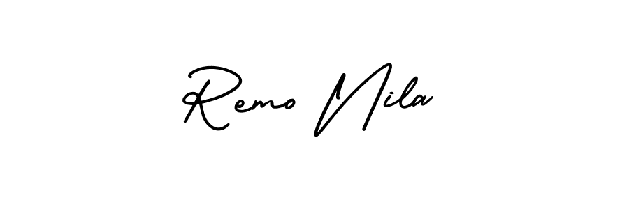 Use a signature maker to create a handwritten signature online. With this signature software, you can design (AmerikaSignatureDemo-Regular) your own signature for name Remo Nila. Remo Nila signature style 3 images and pictures png